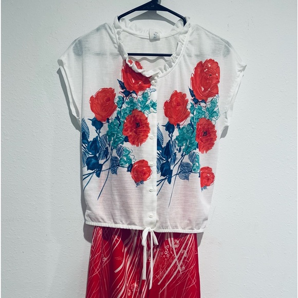 VINTAGE CURATED OUTFIT SKIRT & TOP WOMEN’S SZ SMALL COTTAGECORE GRANNYCORE - Picture 2 of 10